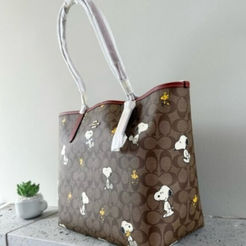 Coach Brown and White Tote Bag